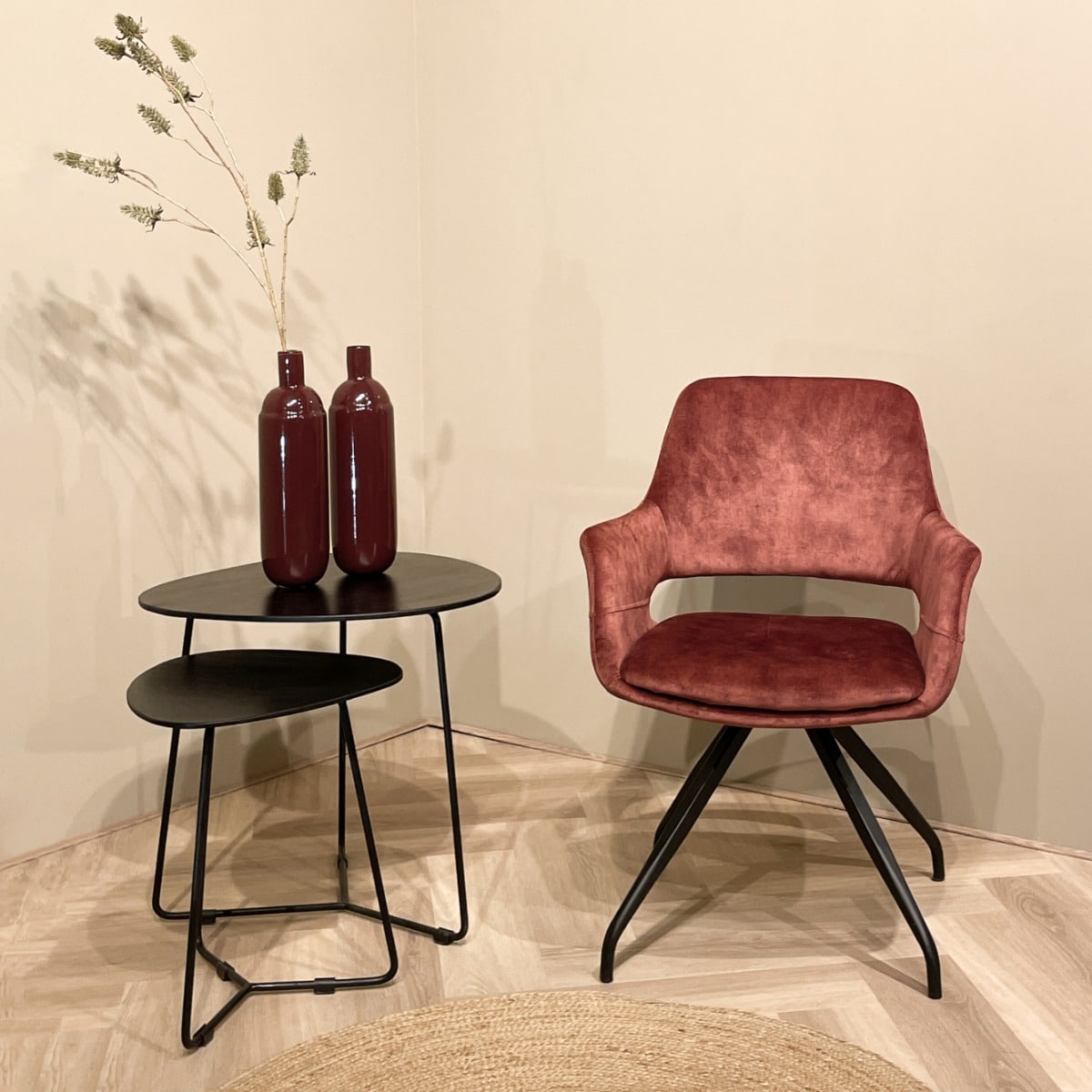 Livingfurn eetkamerstoel Capp draaibaar met arm Rust Velvet