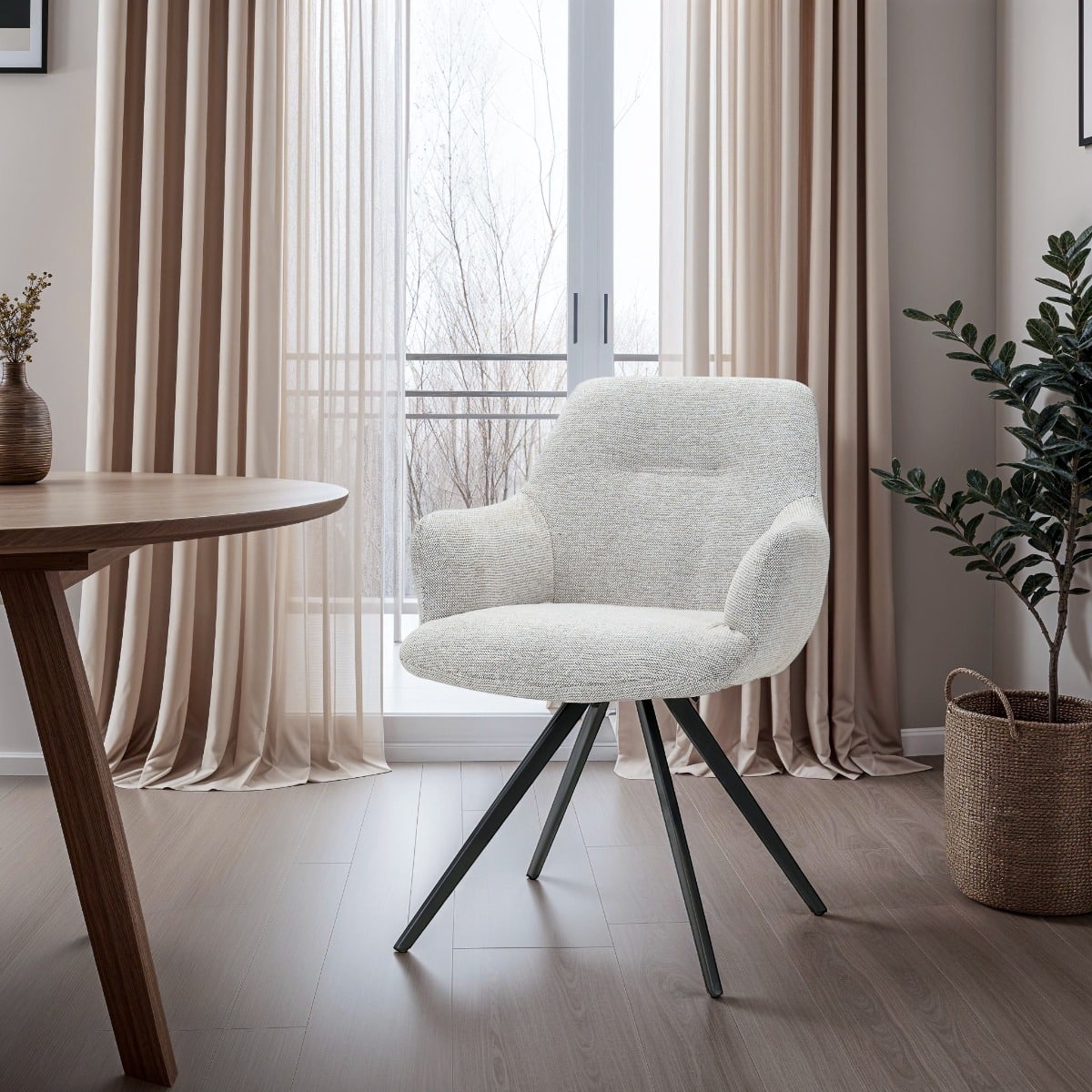 Livingfurn eetkamerstoel Doreen draaibaar met arm Sneak Natural