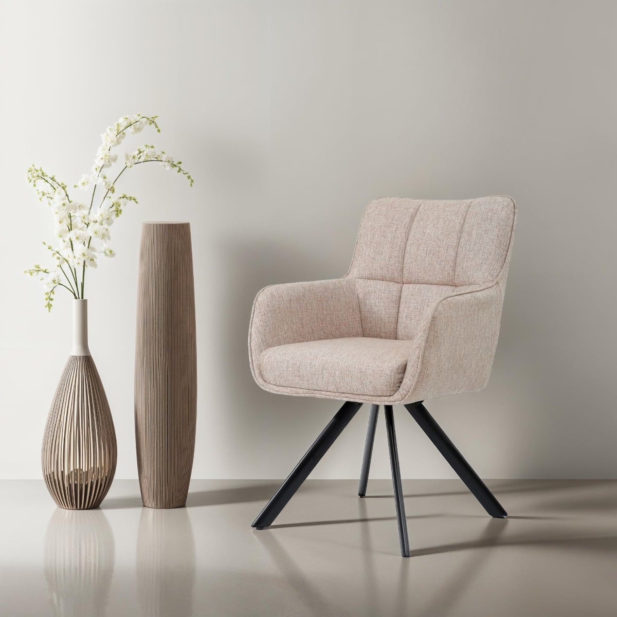 Livingfurn eetkamerstoel Tori draaibaar met arm Salmon