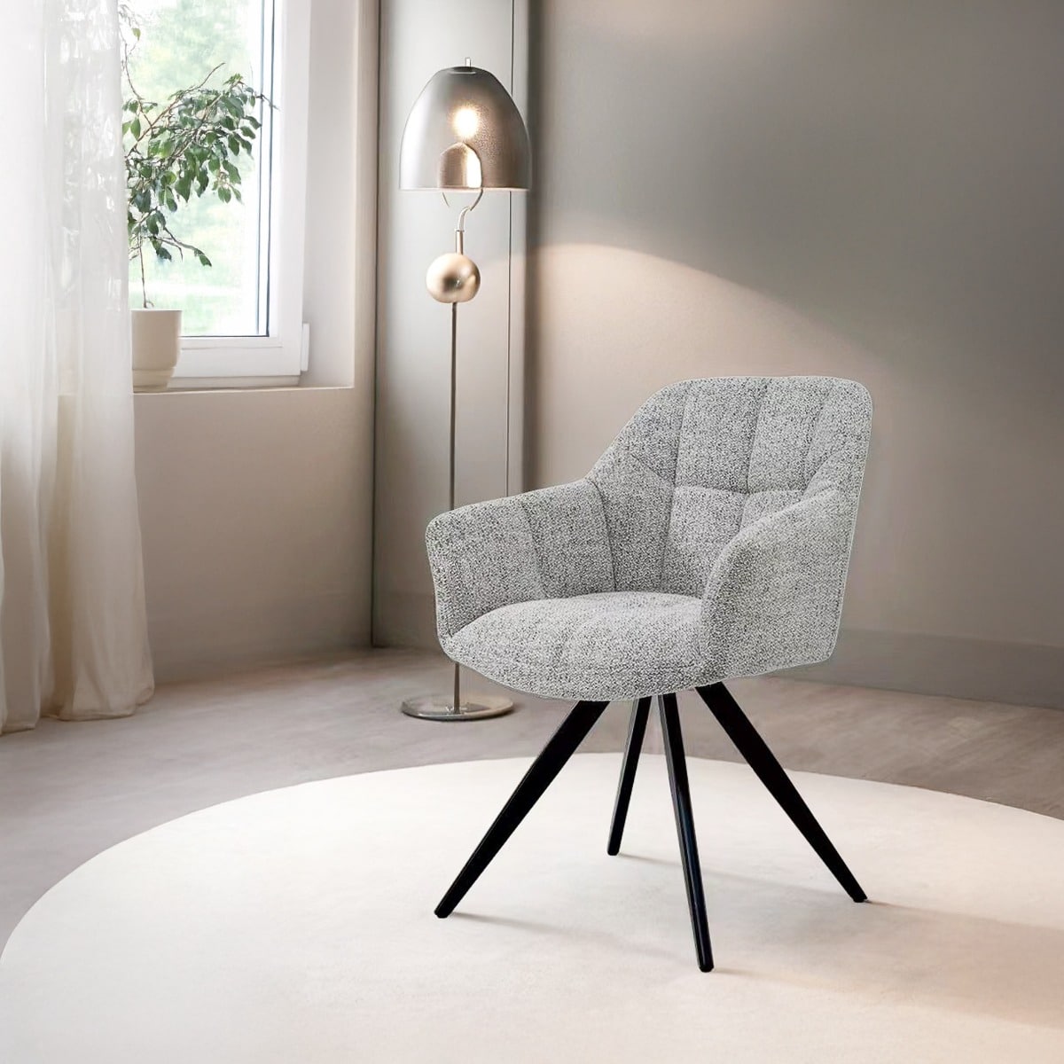 Livingfurn eetkamerstoel Tommy draaibaar met arm Bisque Oasis