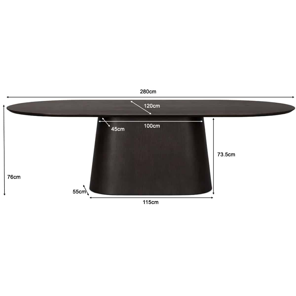 Livingfurn eettafel Novero Espresso 280cm
