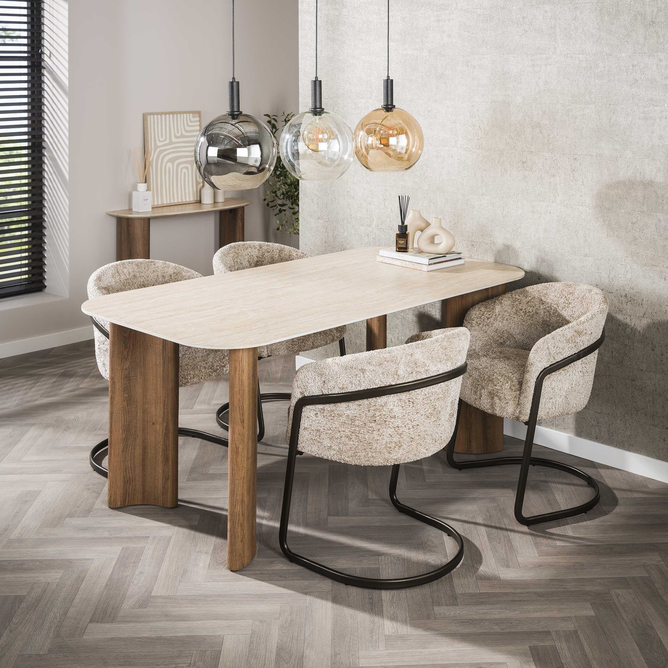 Eettafel Romano Curvo 180cm / Keramiek travertin