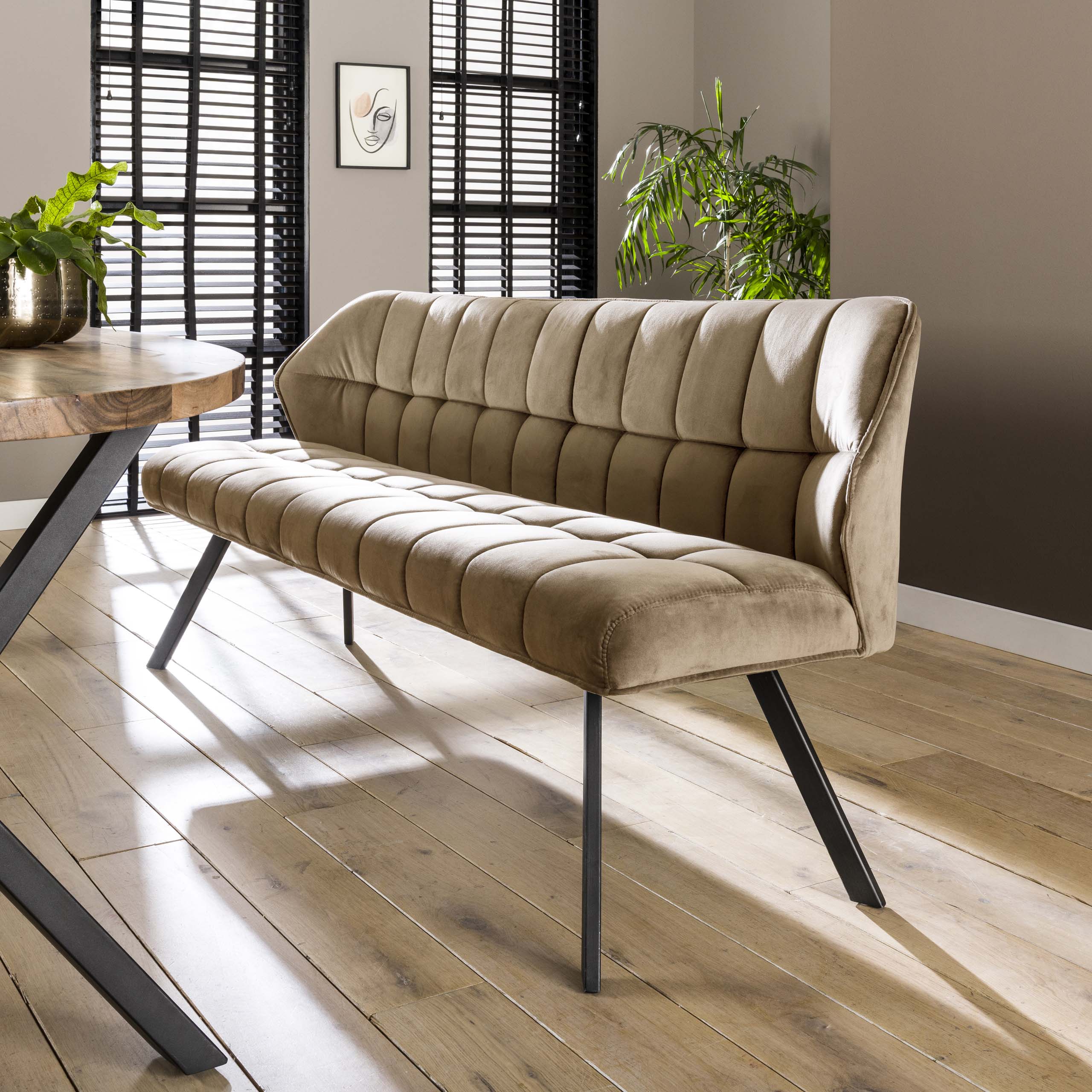 Eetkamerbank Raster / Velours champagne