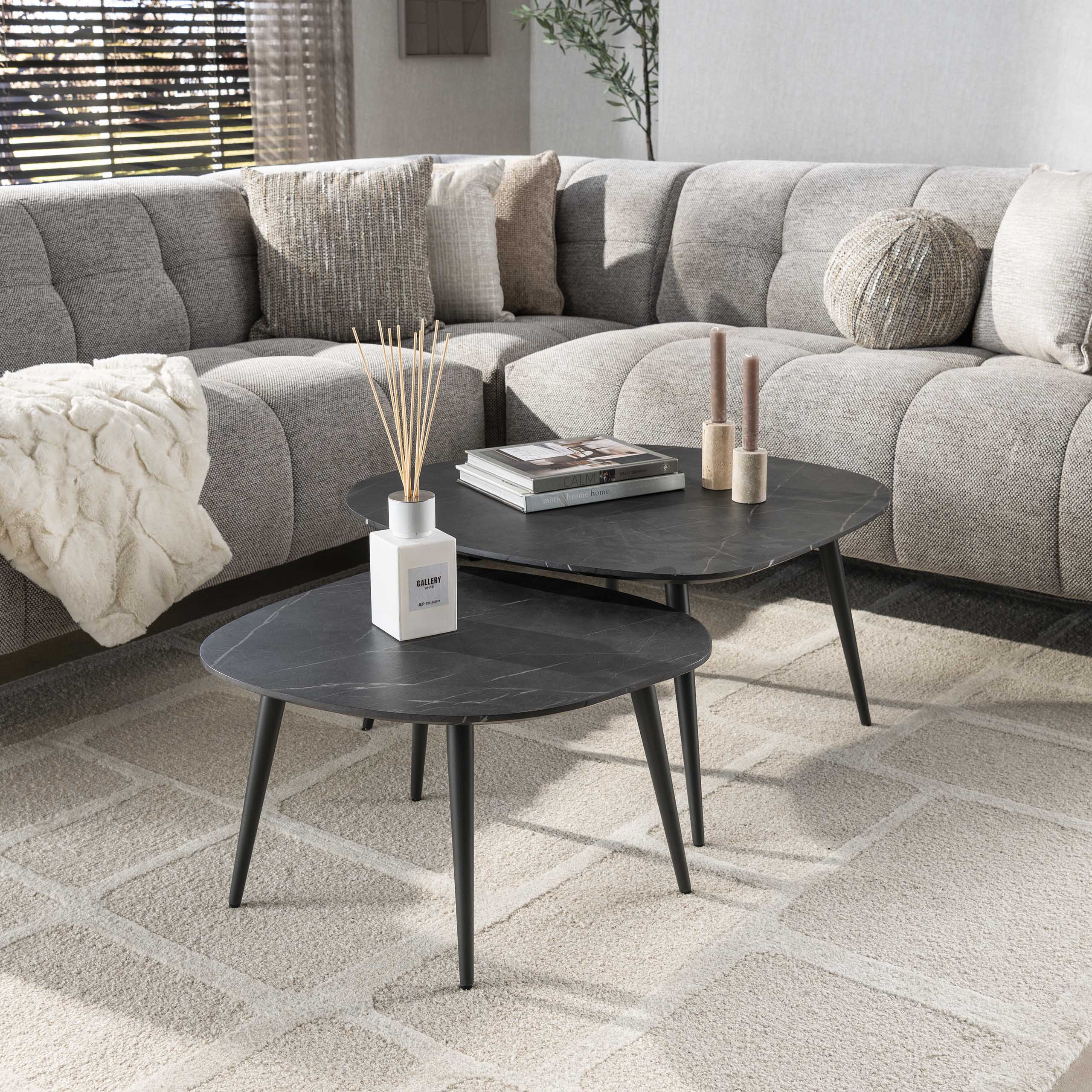Salontafel Onyx rock set van 2 / 3D melamine graphite
