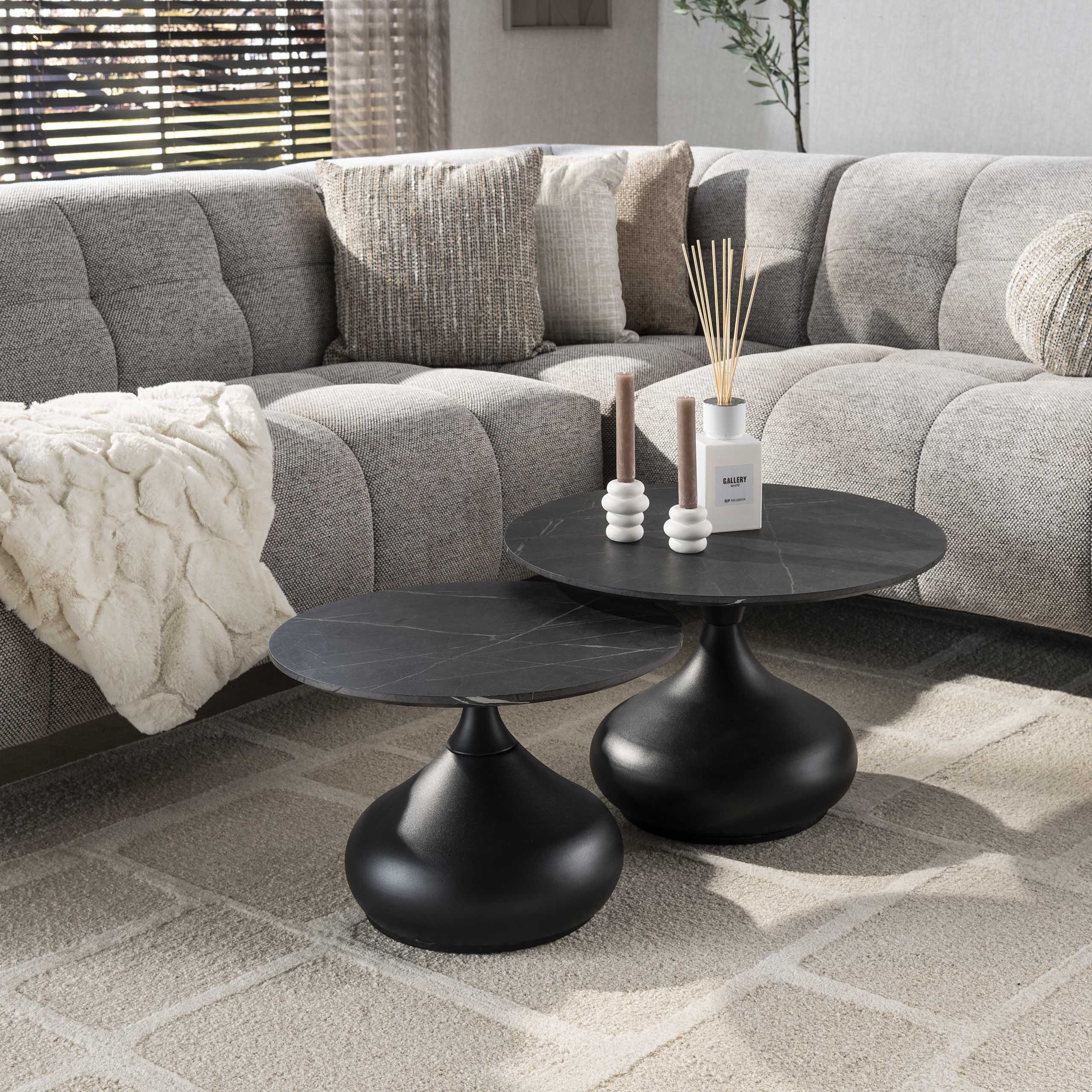 Salontafel Onyx Drop set van 2 / 3D melamine graphite