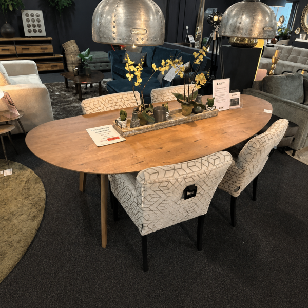 SHOWMODEL van der Drift Eettafel Kiezel verjongde rand Eiken 240 cm