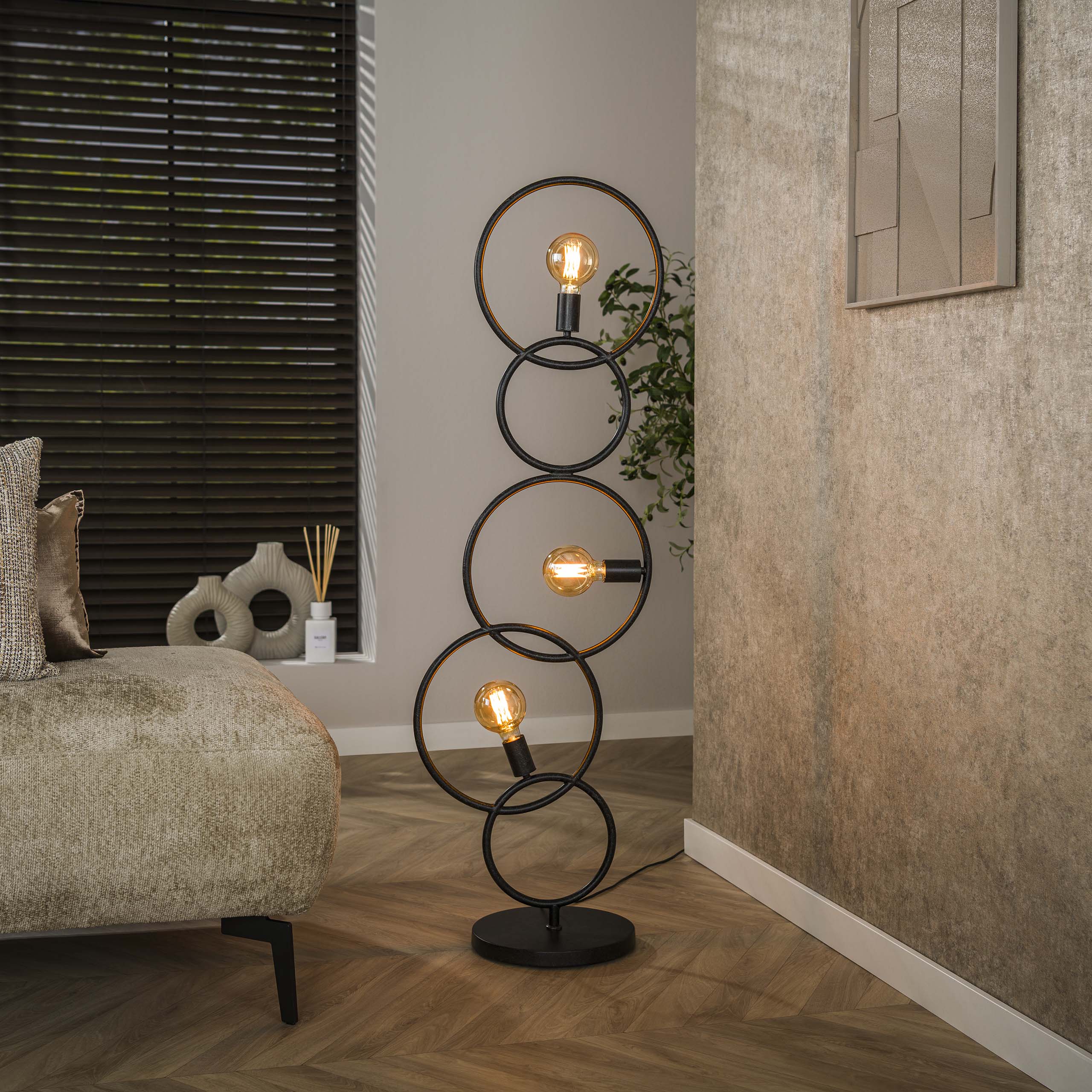 Vloerlamp Loop 3-lichts / Artic zwart