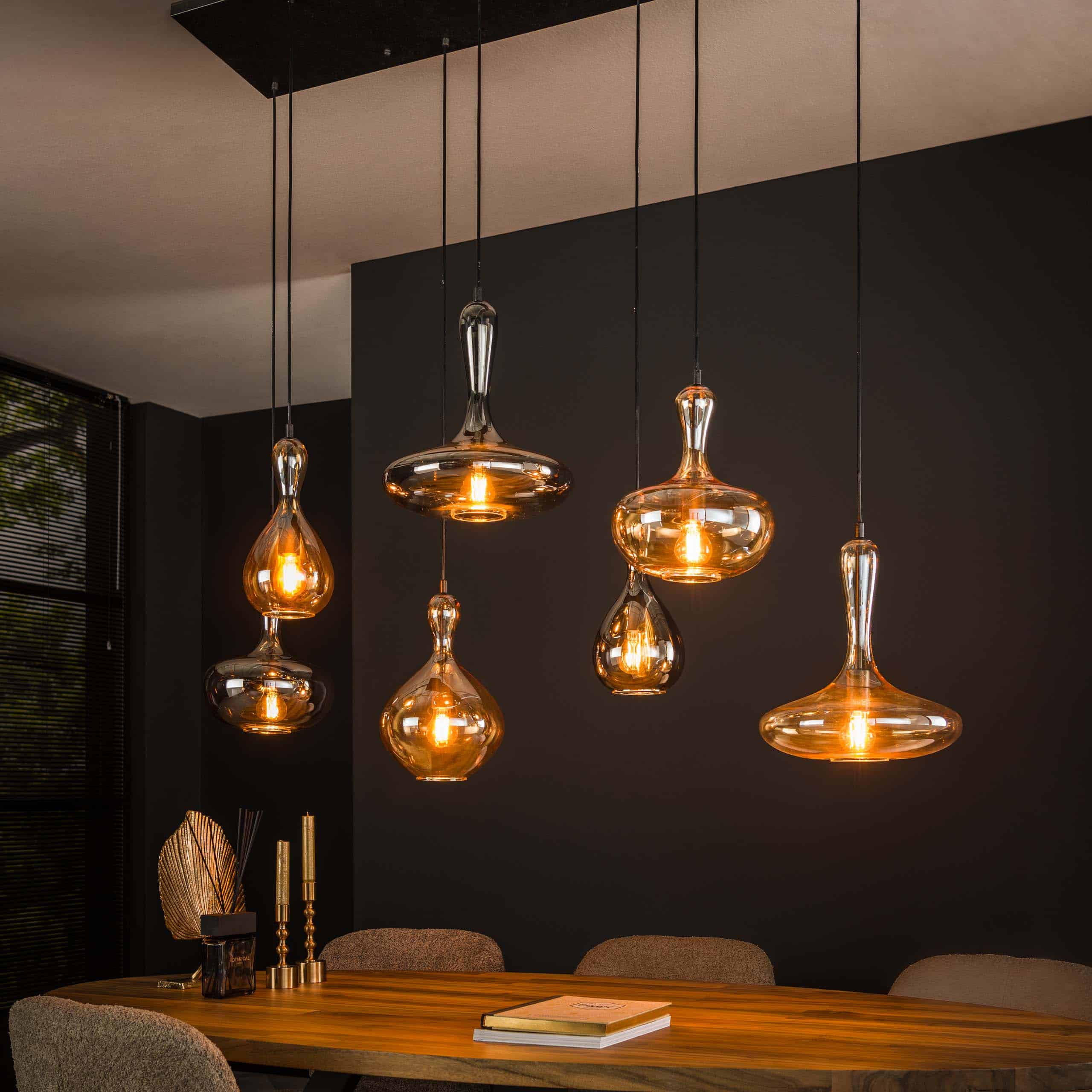 Hanglamp Karaf 4+3-lichts / Artic zwart