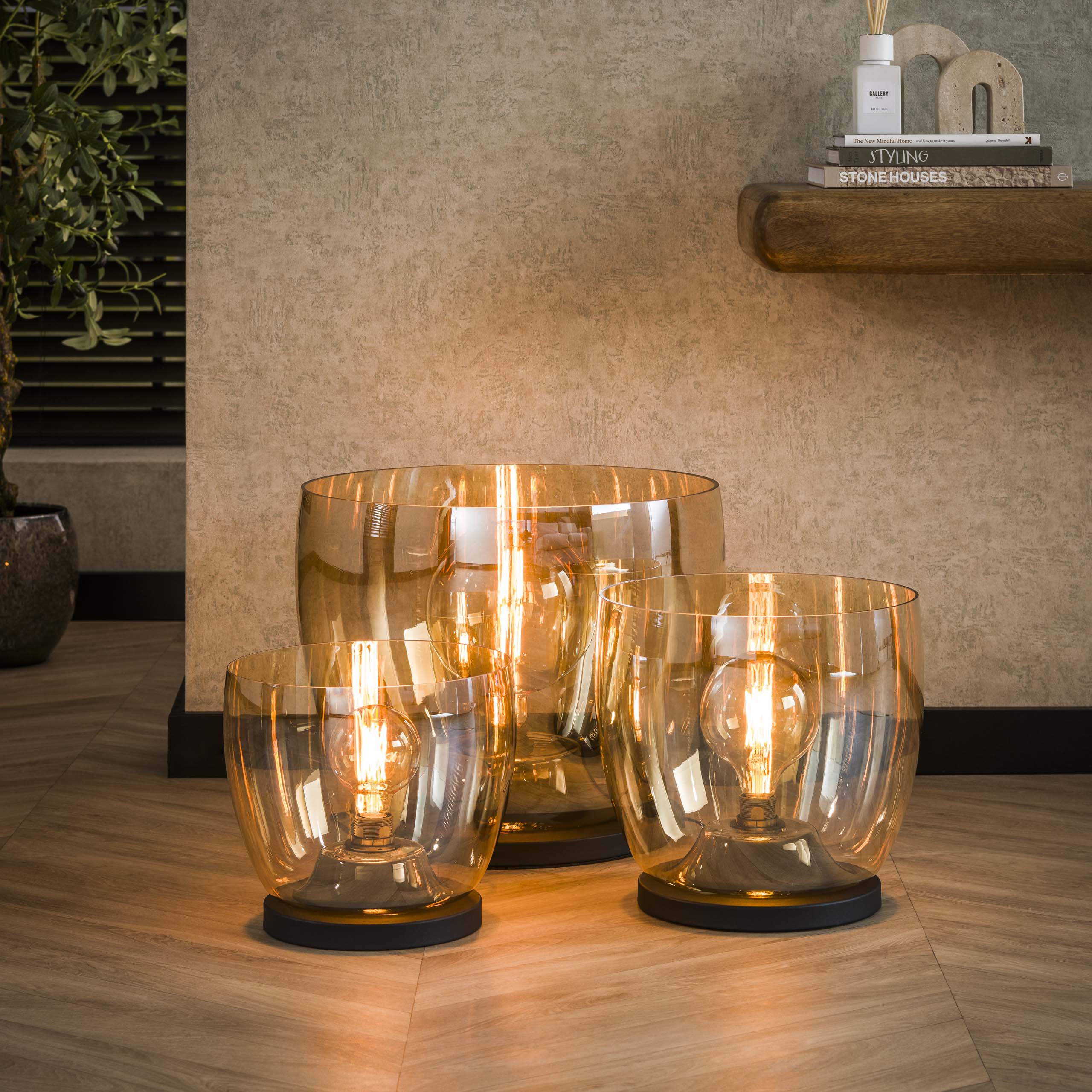 Vloerlamp UP XXL 1-lichts / Amber glas