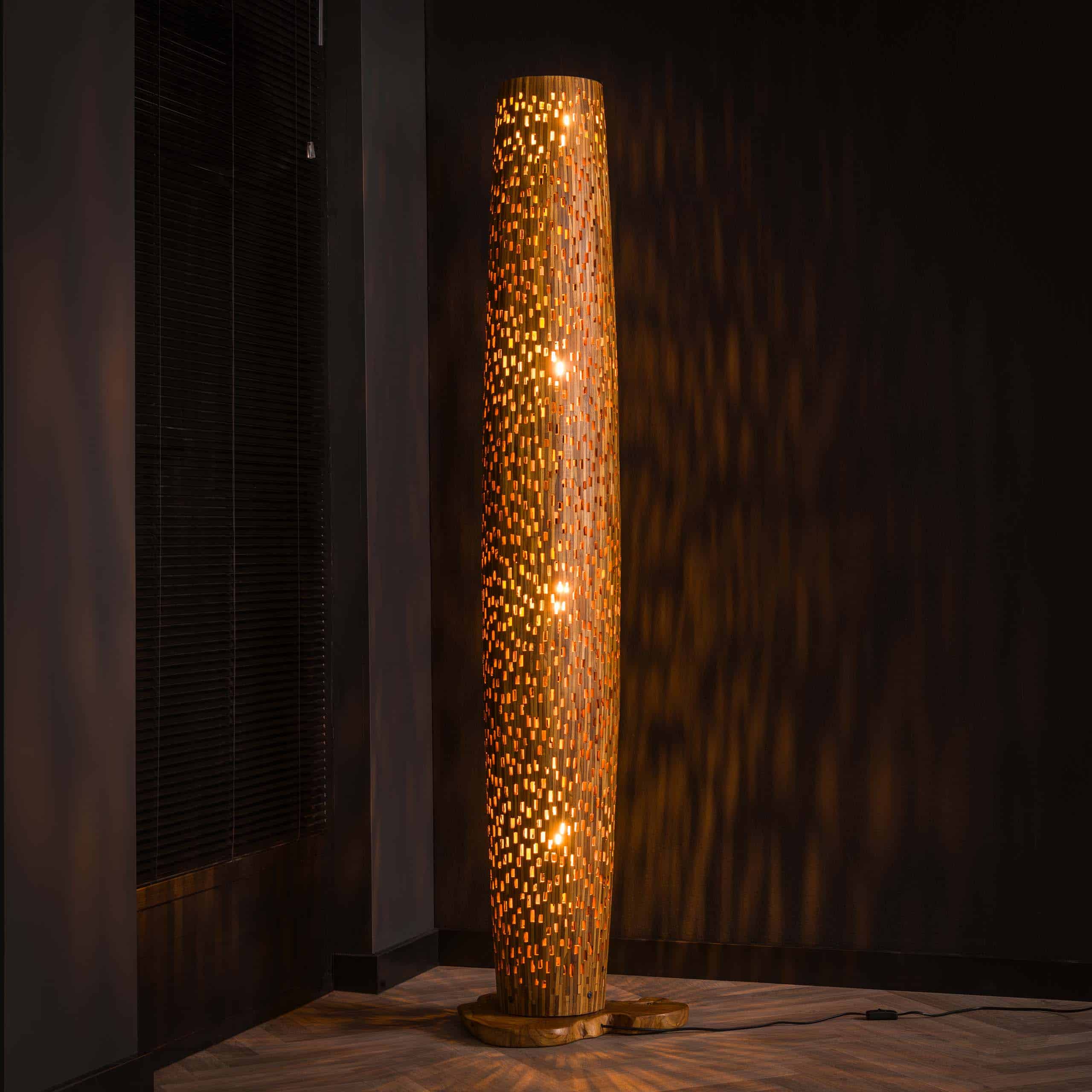 Vloerlamp Bars L 4-lichts / Massief teak