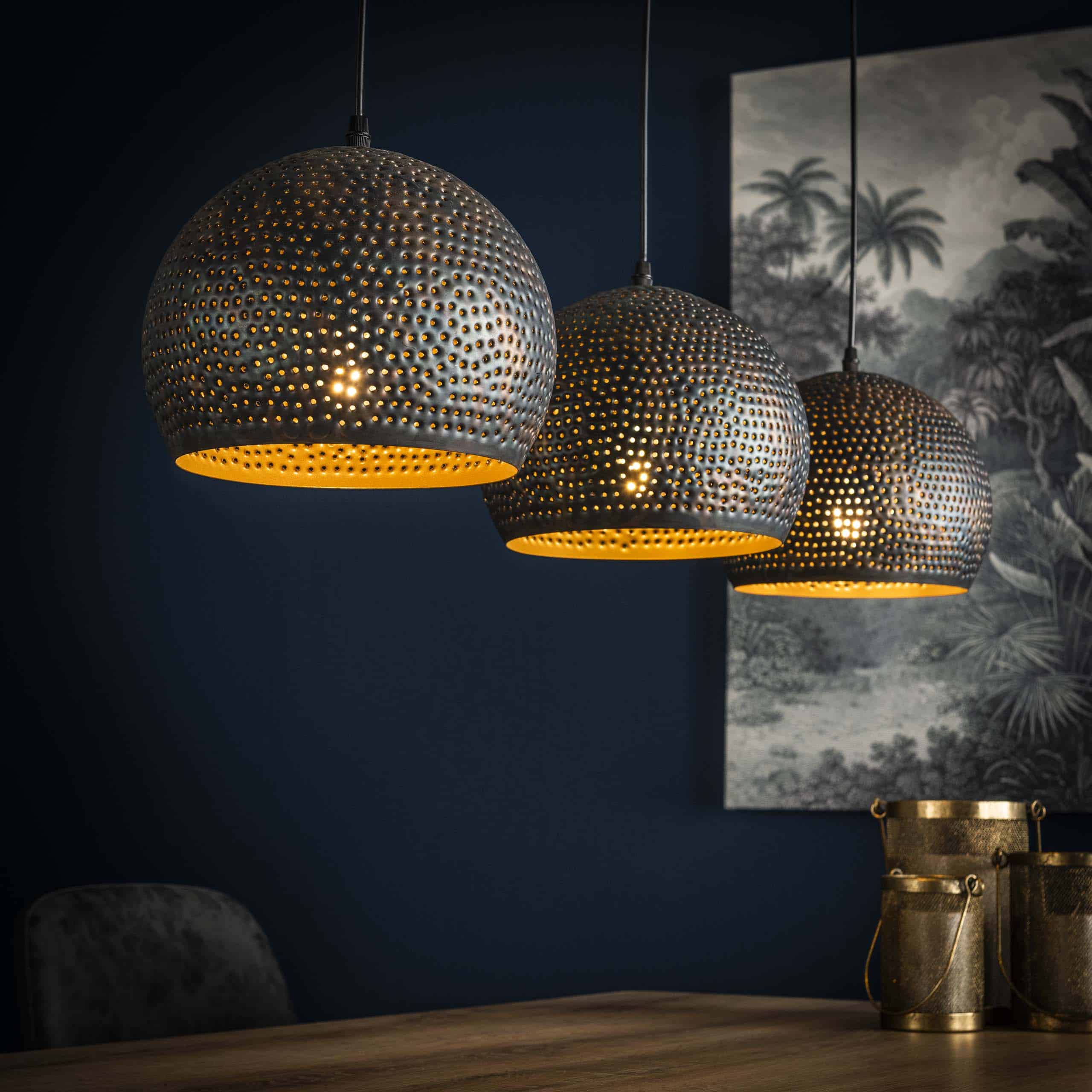 Hanglamp Punch Orb 3-lichts / Zwart bruin