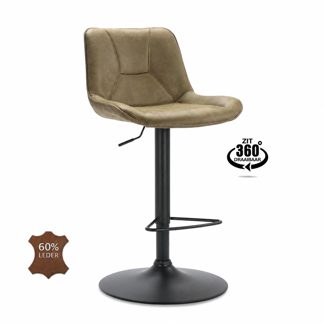 OPRUIMING Meubelcity barstoelen Freddy draaibaar set van 2 groen