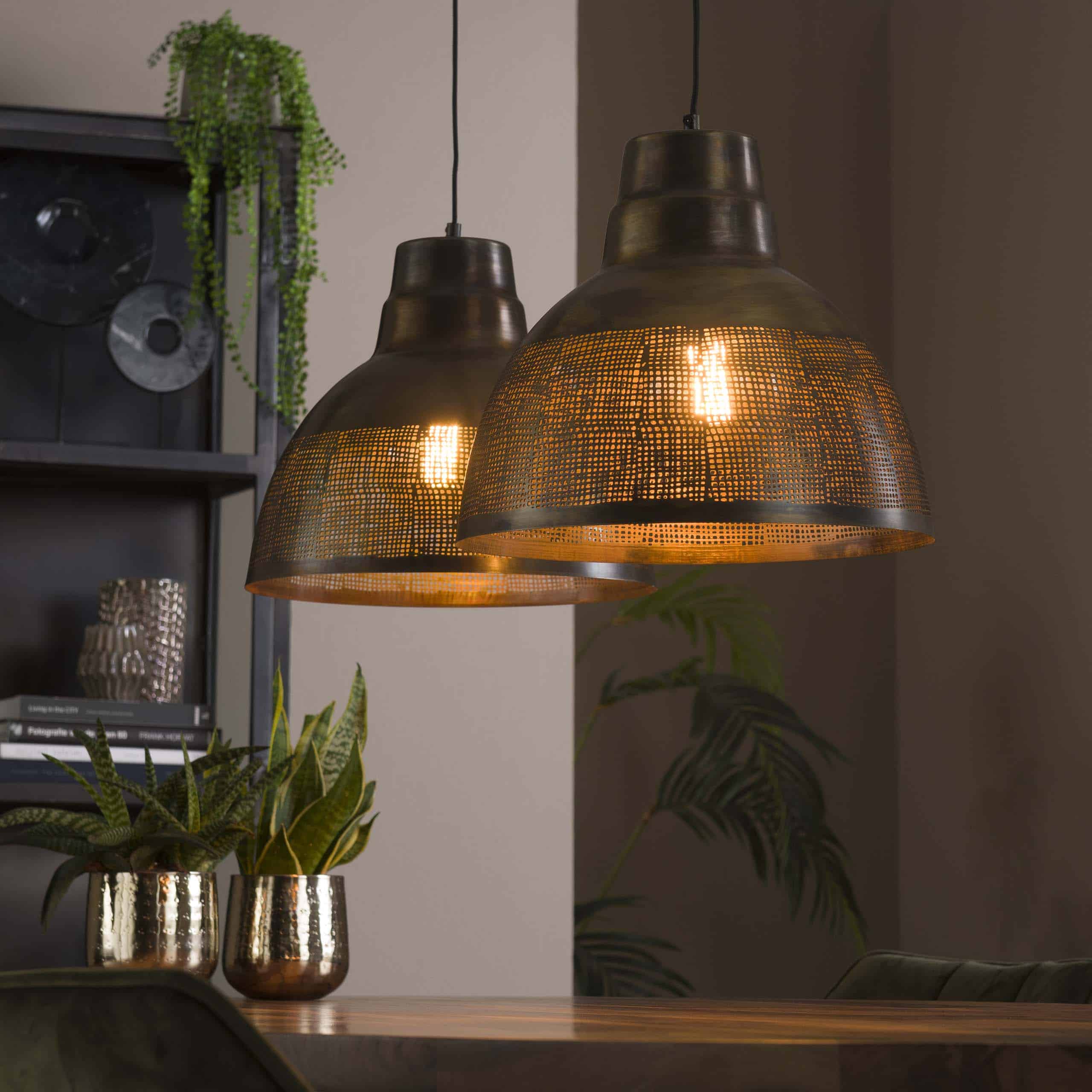 Hanglamp Screen 2-lichts / Antiek brons