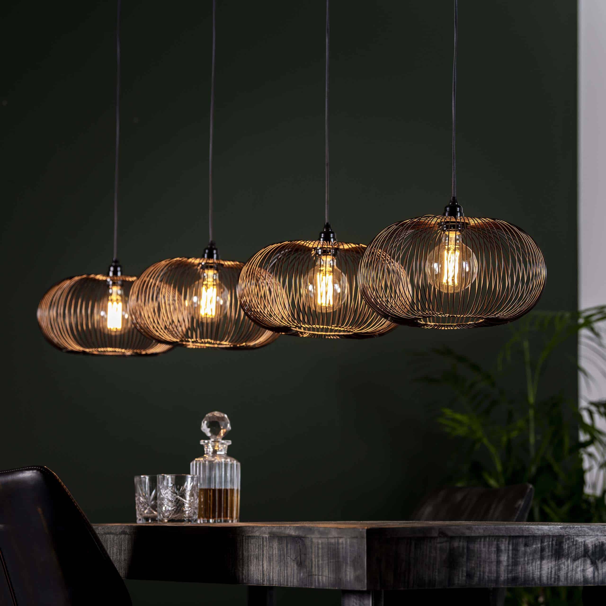 Hanglamp Copper Twist 4-lichts / Zwart nikkel
