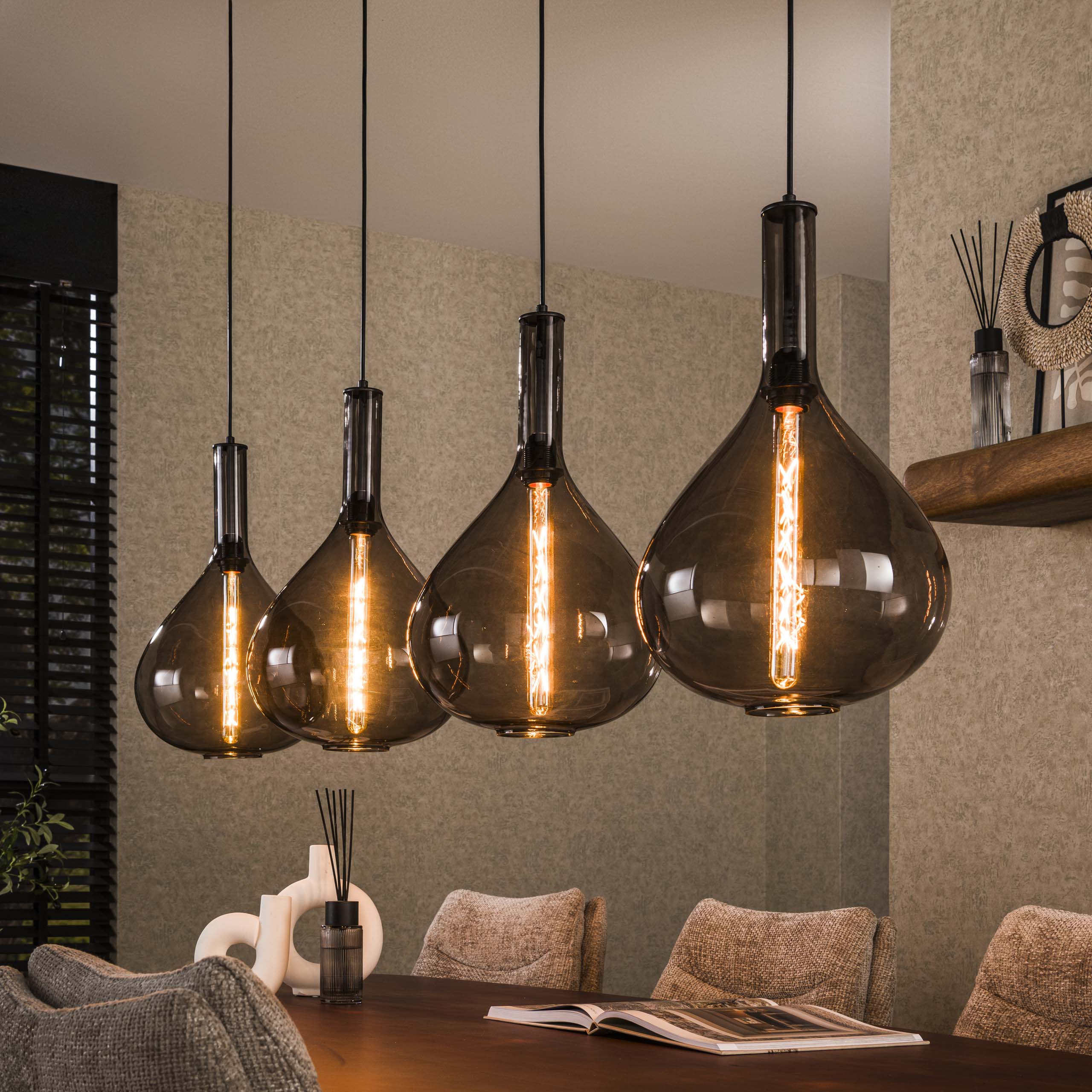 Hanglamp Smoke Drop 4-lichts / Artic zwart