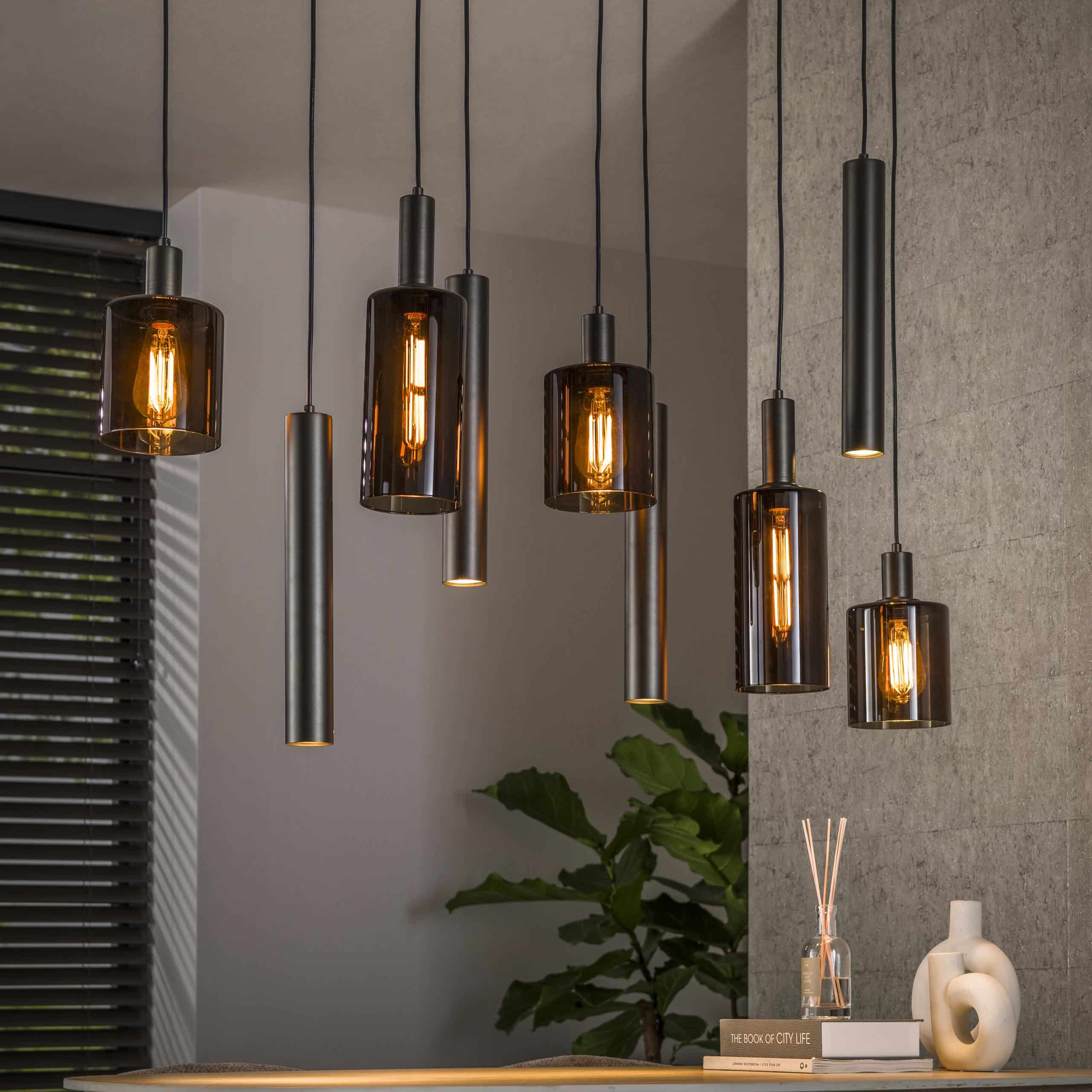 Hanglamp Sepiora 5+4-lichts / Sienna bruin