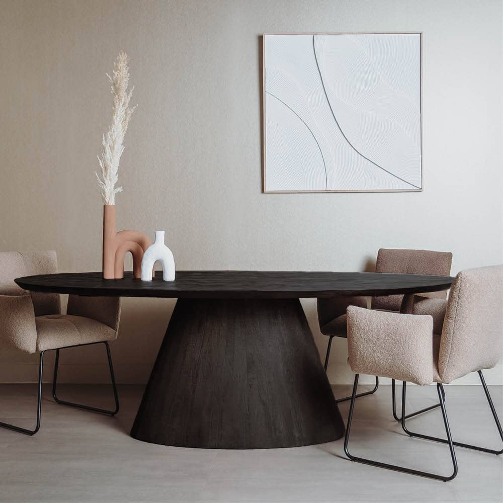 Tower Living eettafel Premana ovaal 220x120x77 cm zwart mangohout