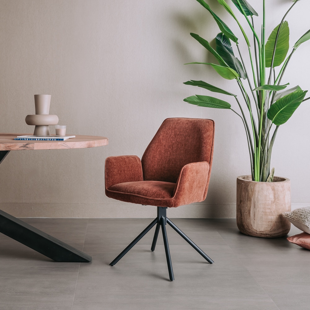 Tower Living eetkamerstoel Amaro draaibaar met arm koper