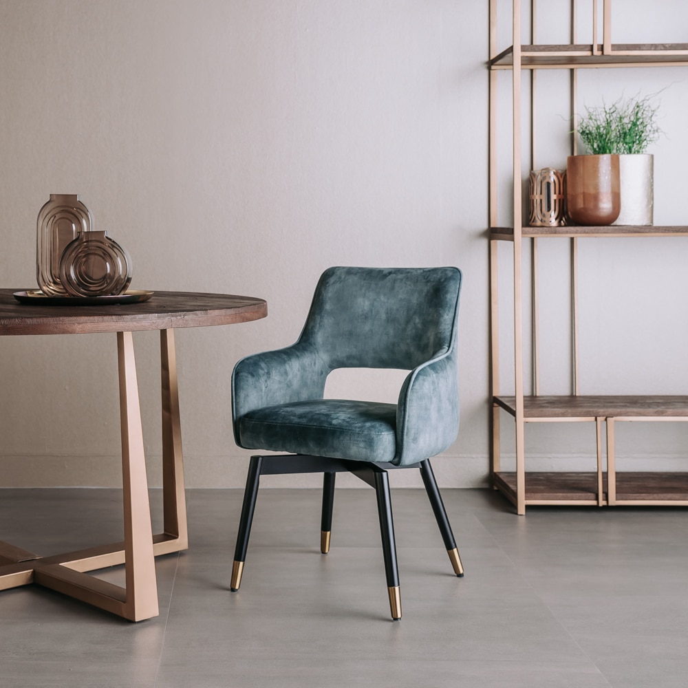 Tower Living eetkamerstoel Lenno draaibaar met arm blauw