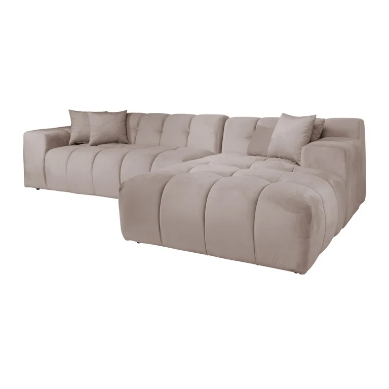 Richmond Interiors loungebank Cube 3 zits + lounge rechts khaki