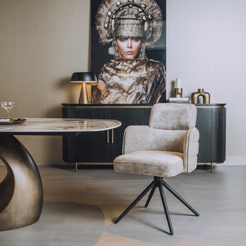 Tower Living eetkamerstoel Rumo draaibaar met arm beige