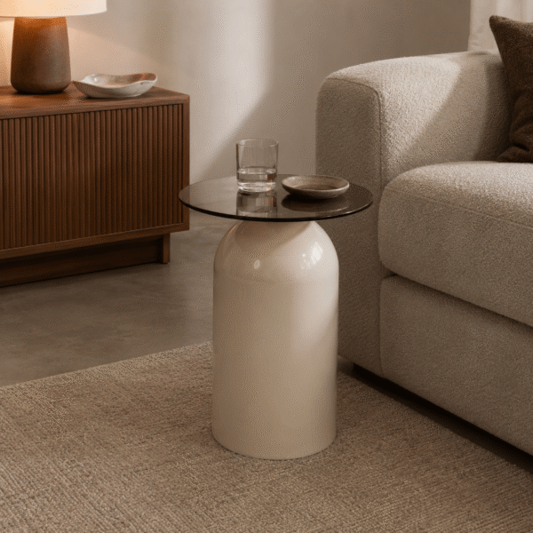 By-Boo bijzettafel Irona beige 39,5x39,5x52 cm glas