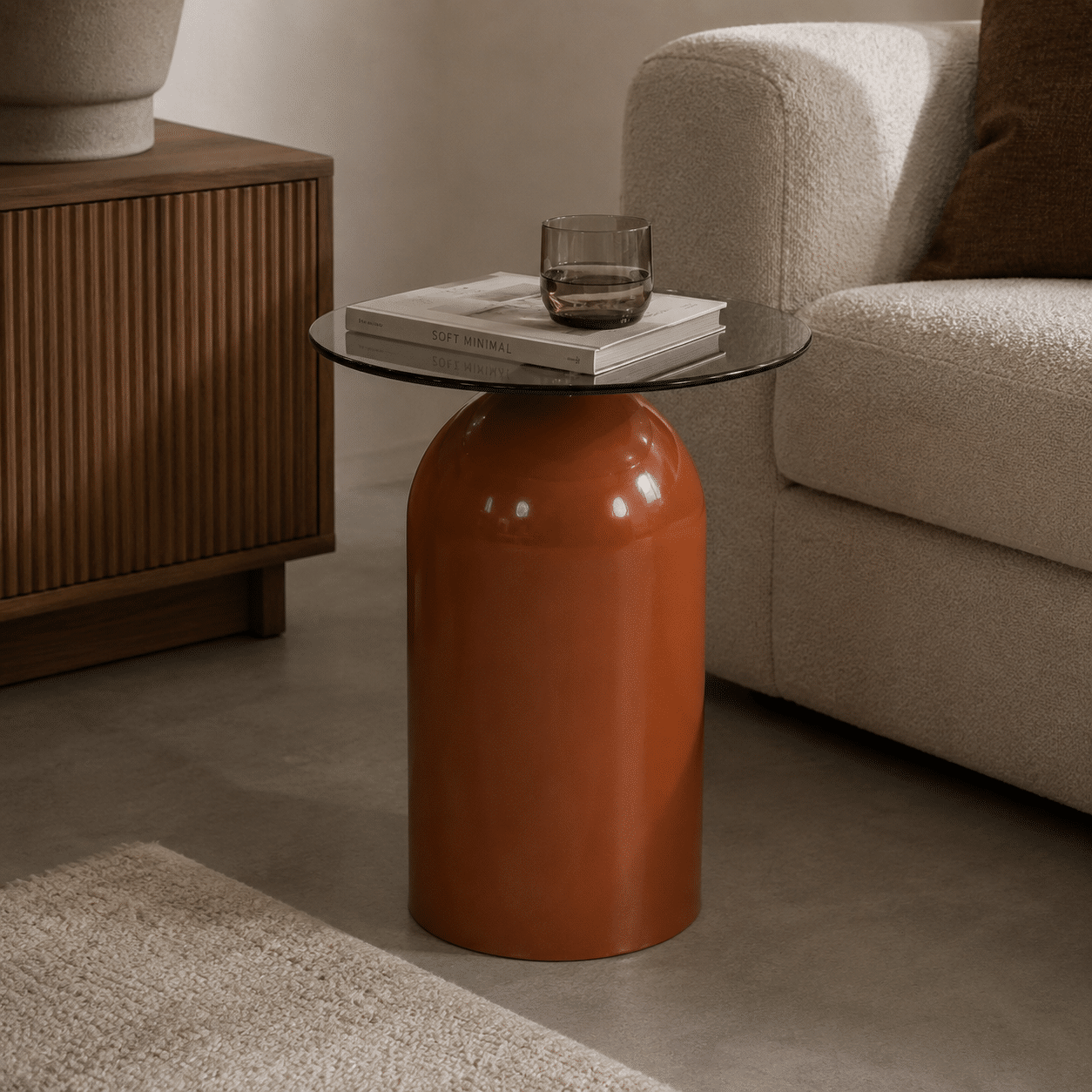 By-Boo bijzettafel Irona caramel 39,5x39,5x52 cm glas