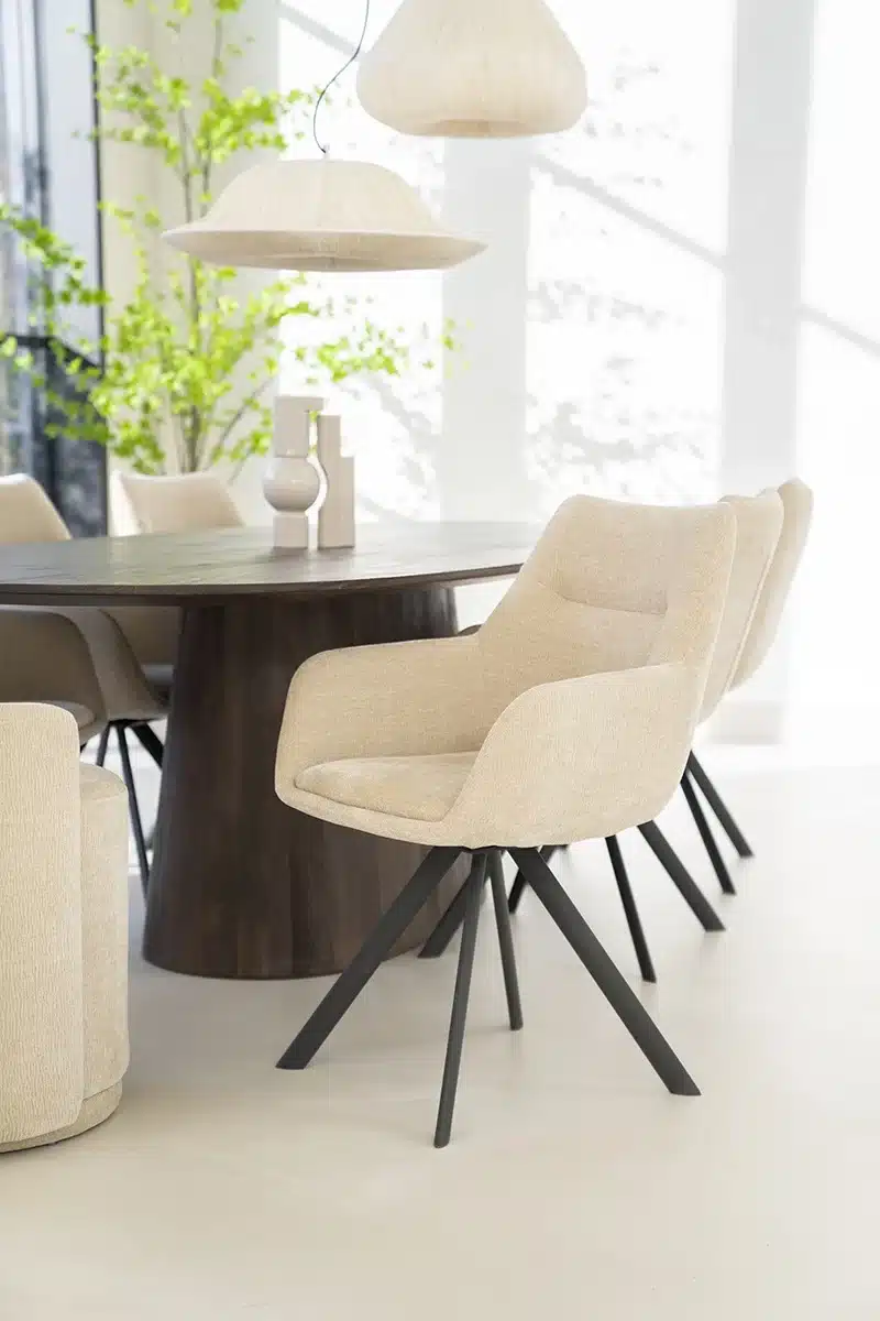 By-Boo eetkamerstoel Bliss met arm taupe (set van 2)