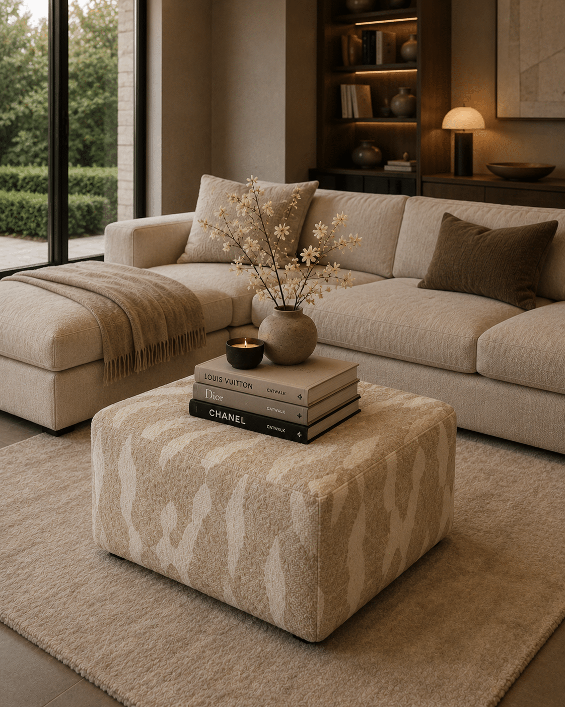 By-Boo poef Rytm groot beige