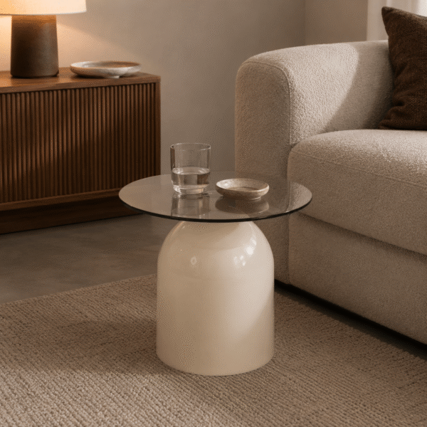 By-Boo salontafel Irona beige 50x50x40 cm glas