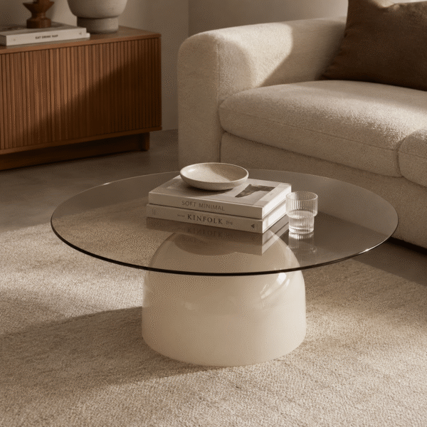 By-Boo salontafel Irona beige 80x80x33 cm glas