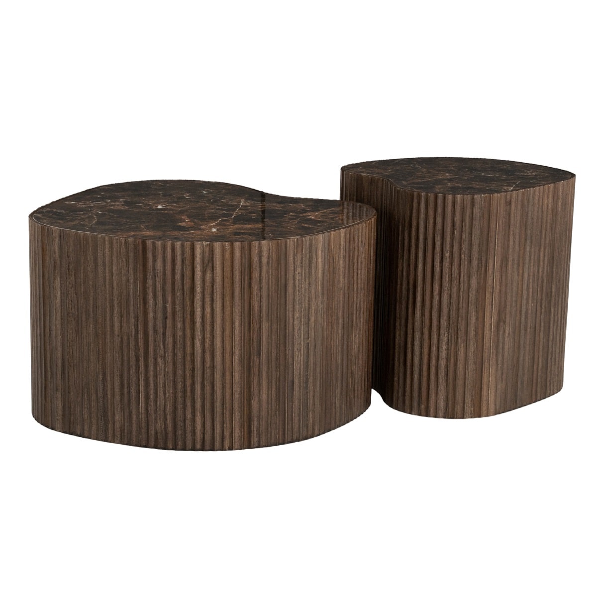 By-Boo salontafel Nice set van 2 bruin keramiek