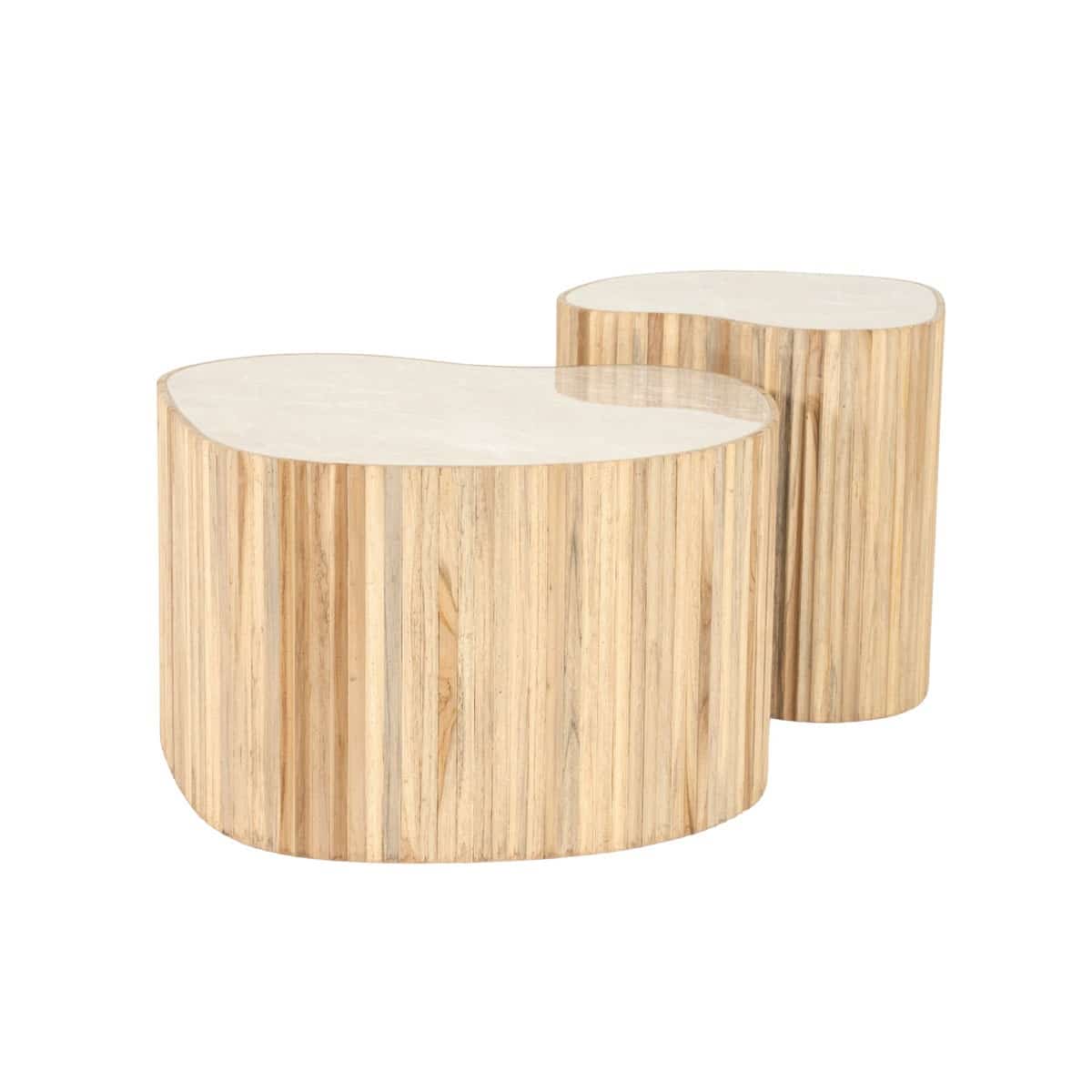 By-Boo salontafel Nice set van 2 naturel keramiek