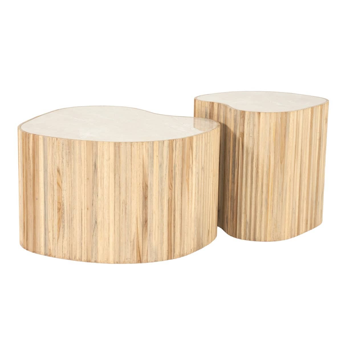 By-Boo salontafel Nice set van 2 naturel keramiek