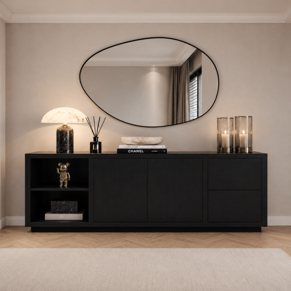 Eleonora dressoir Helsinki 200x42x70 cm eiken zwart