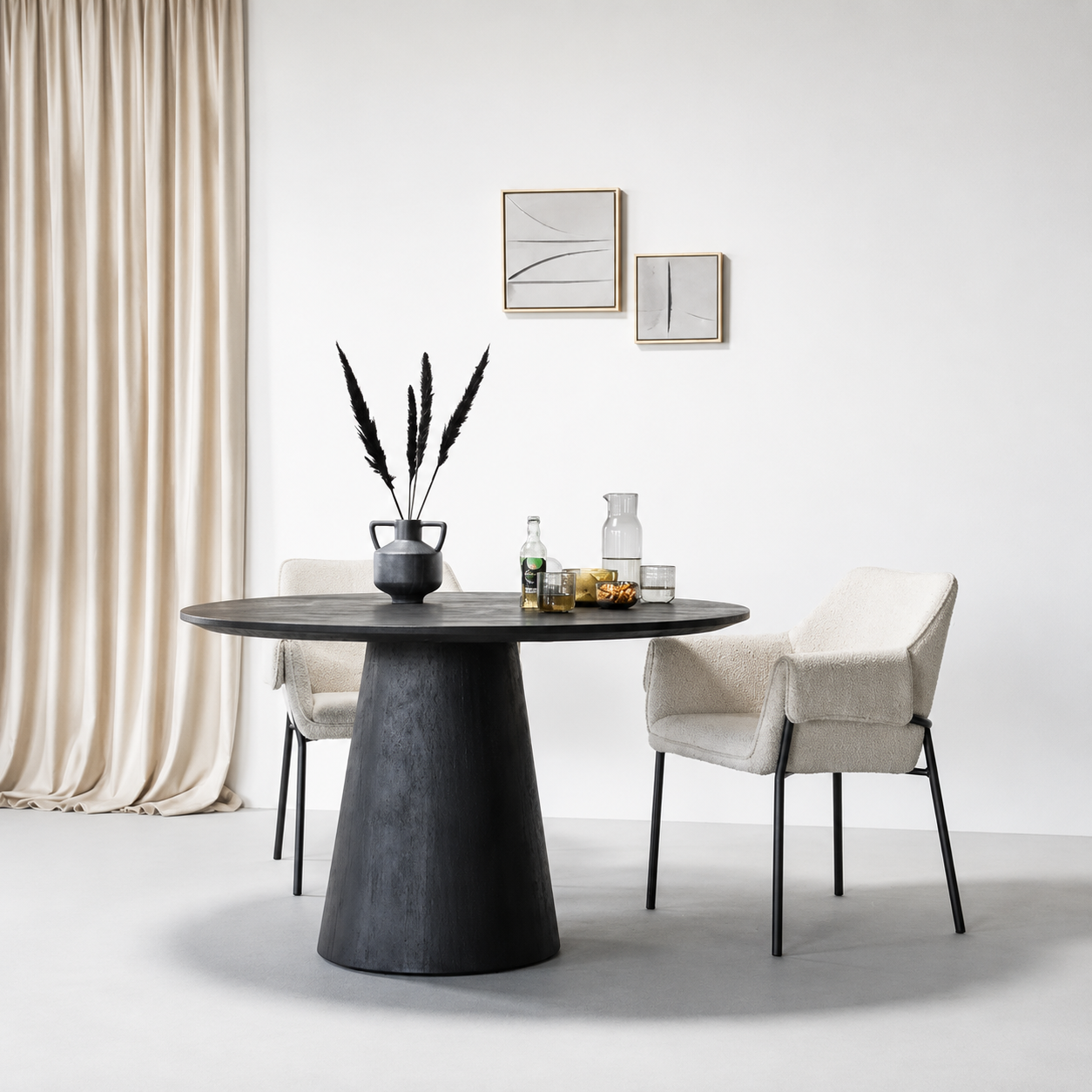 Eleonora eettafel Aron 130 cm rond mangohout zwart