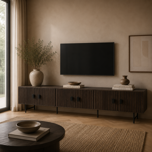 Eleonora tv meubel Remi 250x45x56 cm mangohout bruin
