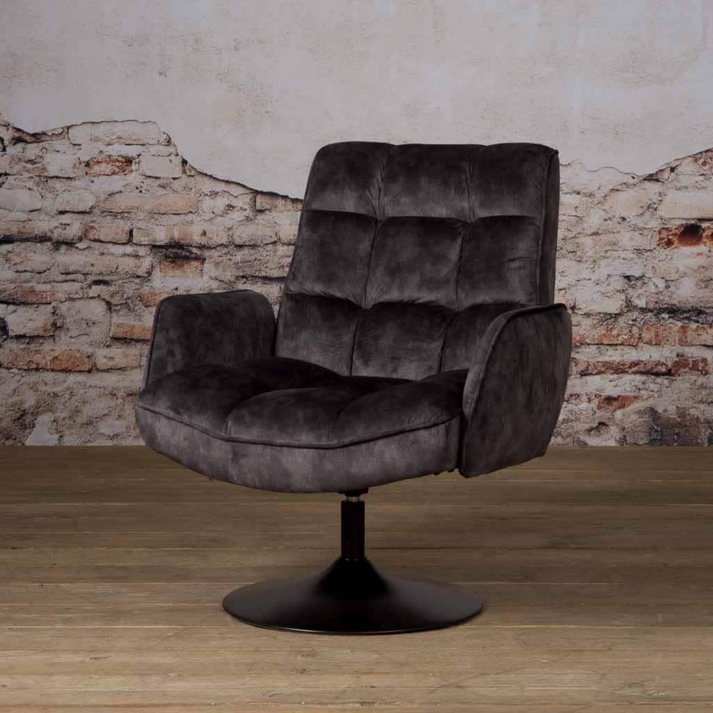 Tower Living fauteuil Tropea draaibaar met arm donkergrijs