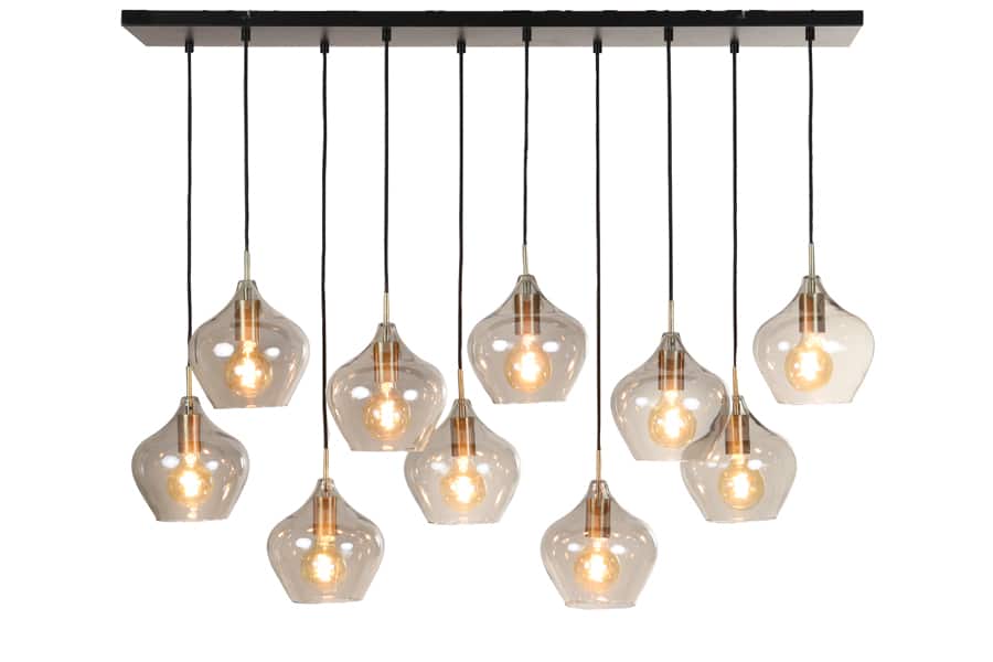 Light & Living hanglamp 10L 124x35x60 cm Rakel antiek brons+smoke