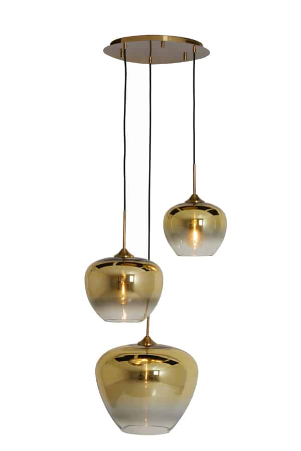 Light & Living hanglamp 3L Ø40x160 cm Mayson glas goud-helder+goud
