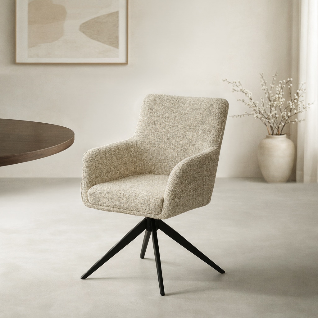Livingfurn eetkamerstoel Tara draaibaar sand