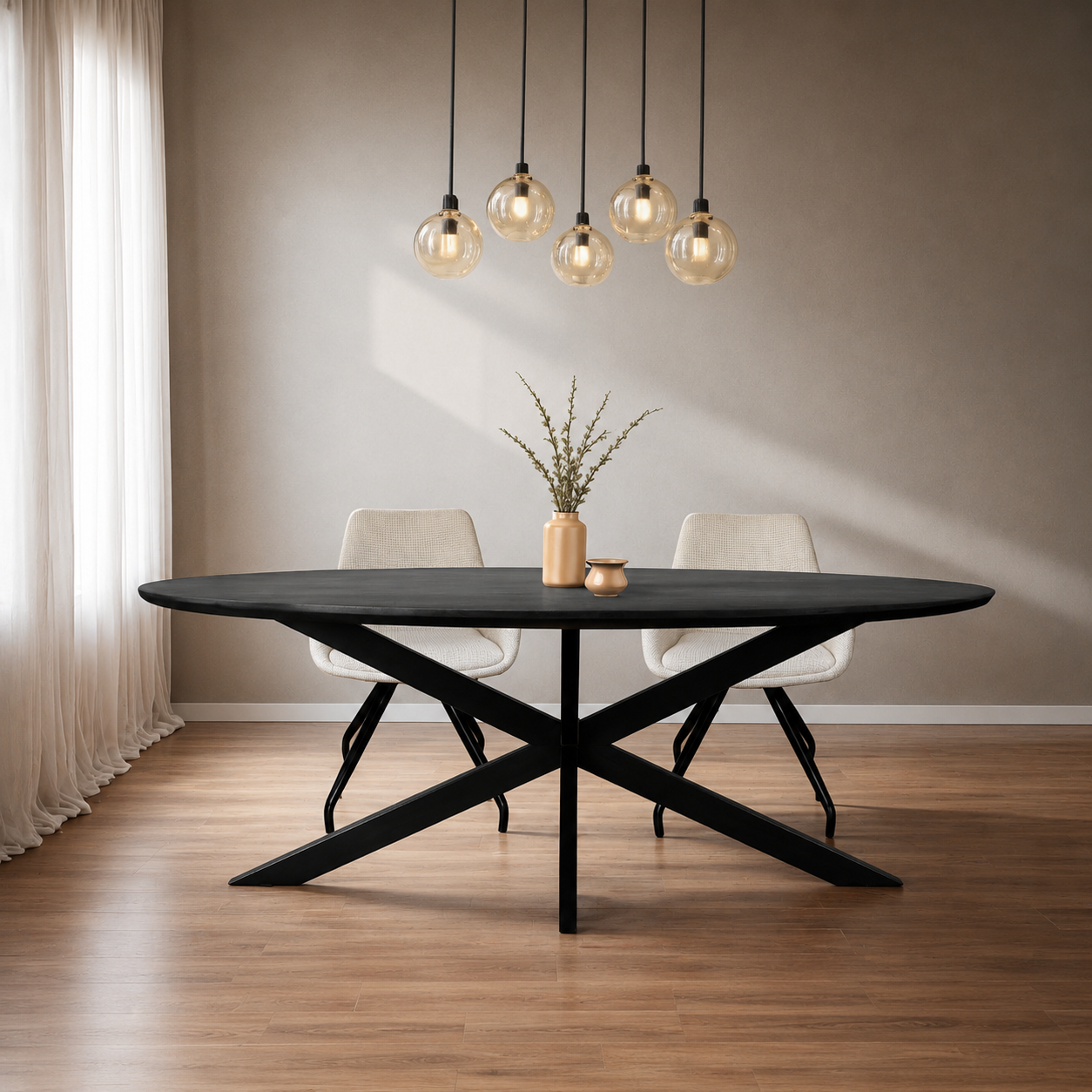 Livingfurn eettafel Jesper Oval Black 240 cm