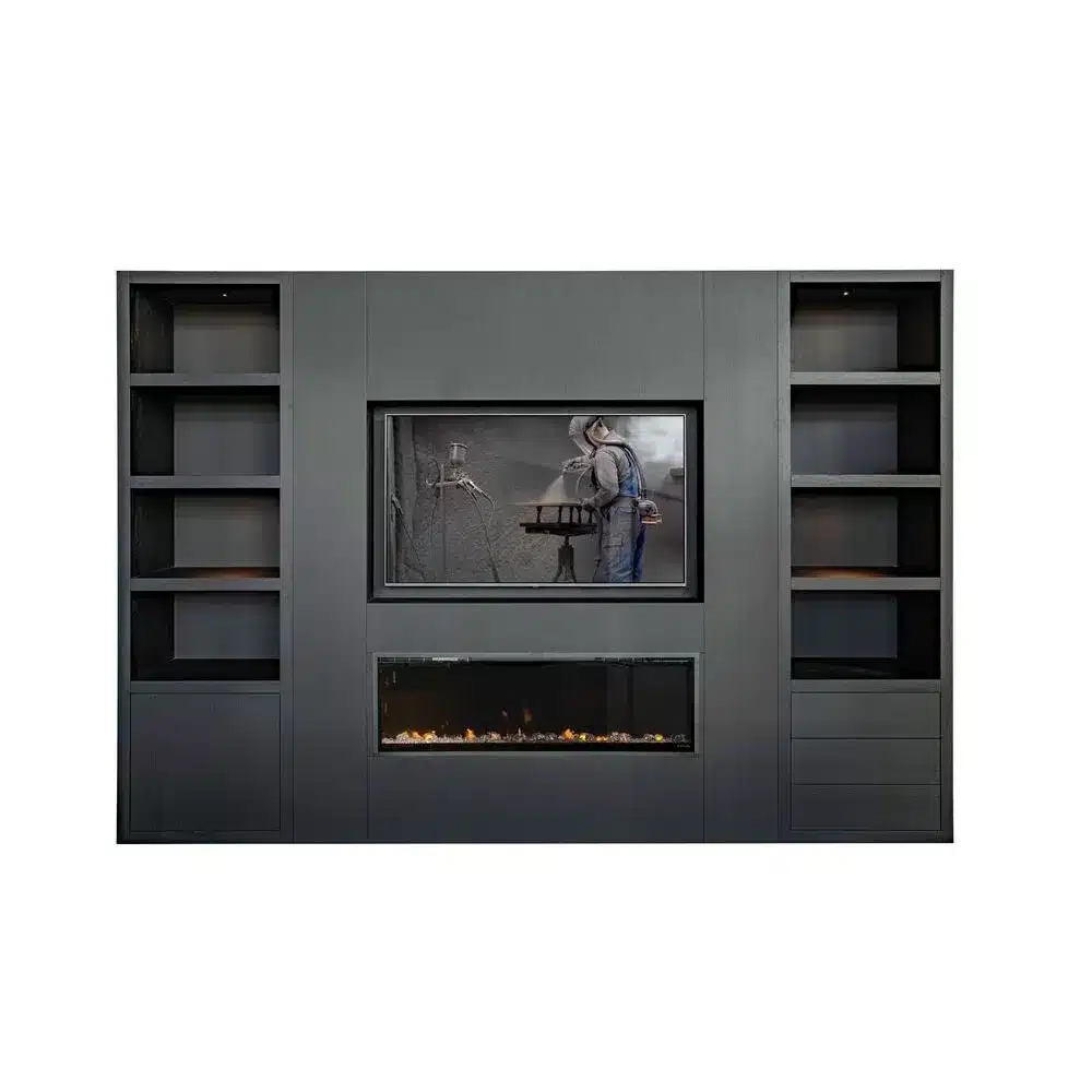 Van der Drift cinewall 65 inch Marque met open vak voor inbouwhaard type XXXI 215x40x230 cm eiken