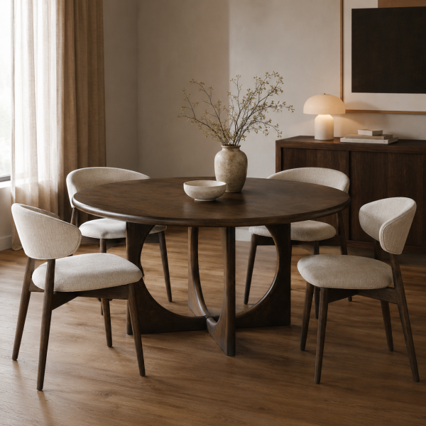 Nijwie MySons Eetkamertafel Ø130, Mango Brown Walnut - Zodiac Collection