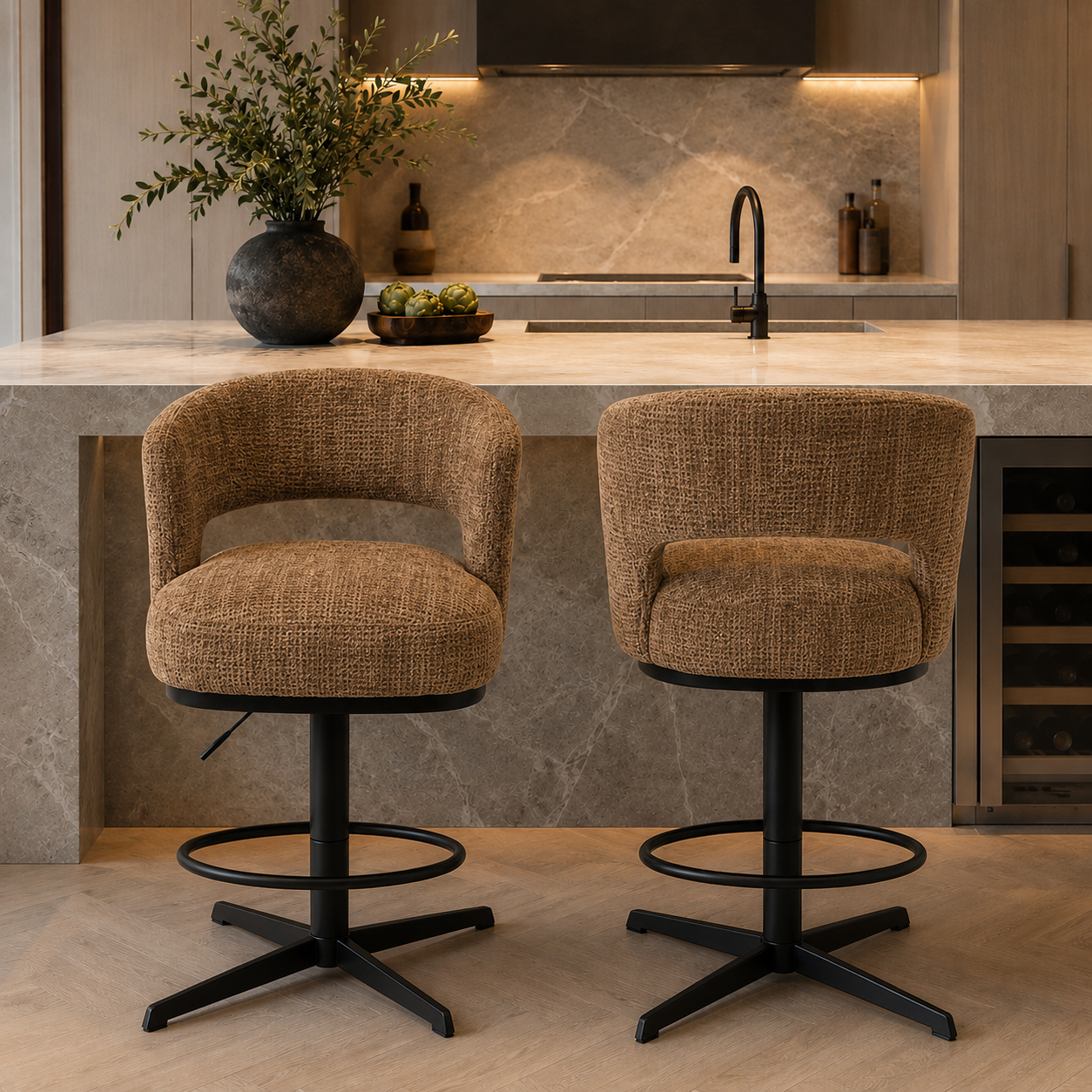 Nijwie MySons barstoel Bruce - draaipoot 360 - Cremona - Cinnamon 18 - Star Collection