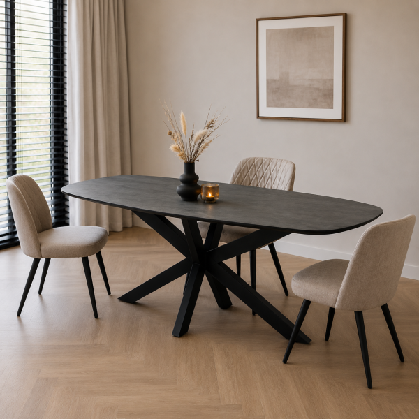 Nijwie MySons eettafel deens ovaal 180x90x78 cm Acacia Black – Akagi Table Collection