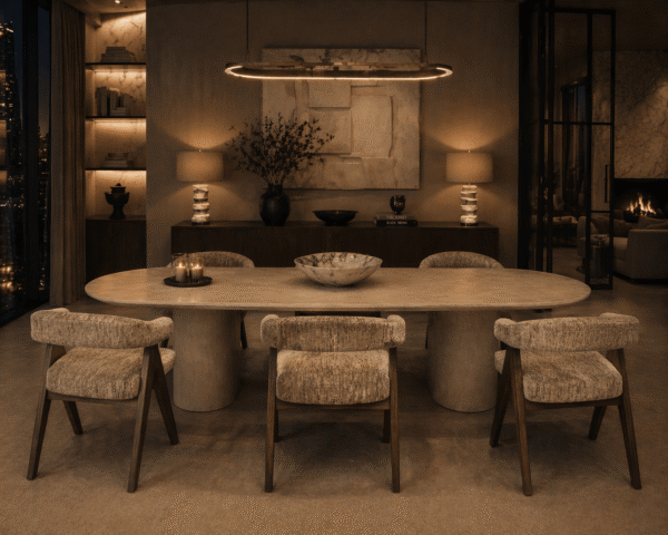 Richmond Interiors eetkamerstoel Mori met arm mocca linear