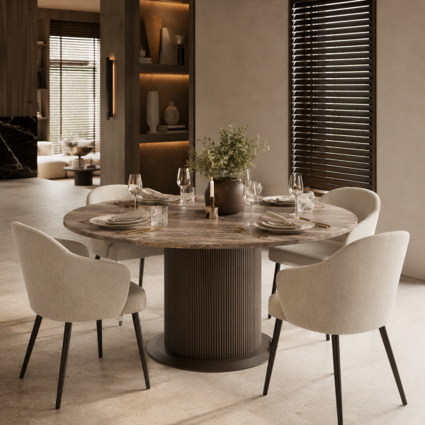 Richmond Interiors eettafel Russo 140 cm rond travertin