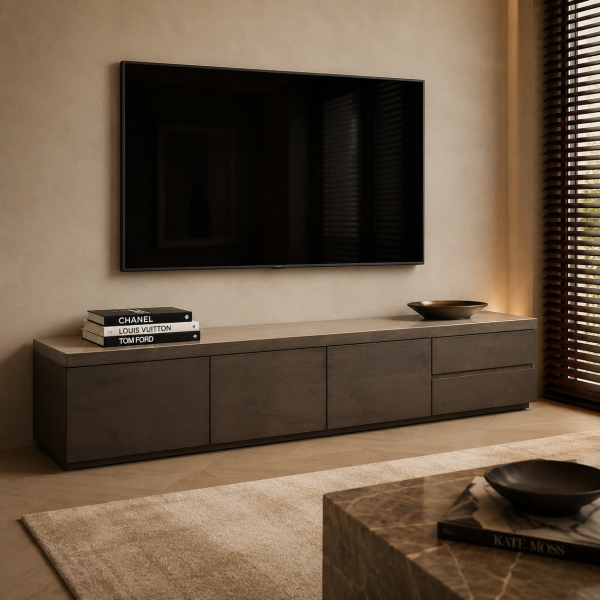 Richmond Interiors tv meubel Lachance 220x30x35 cm travertin