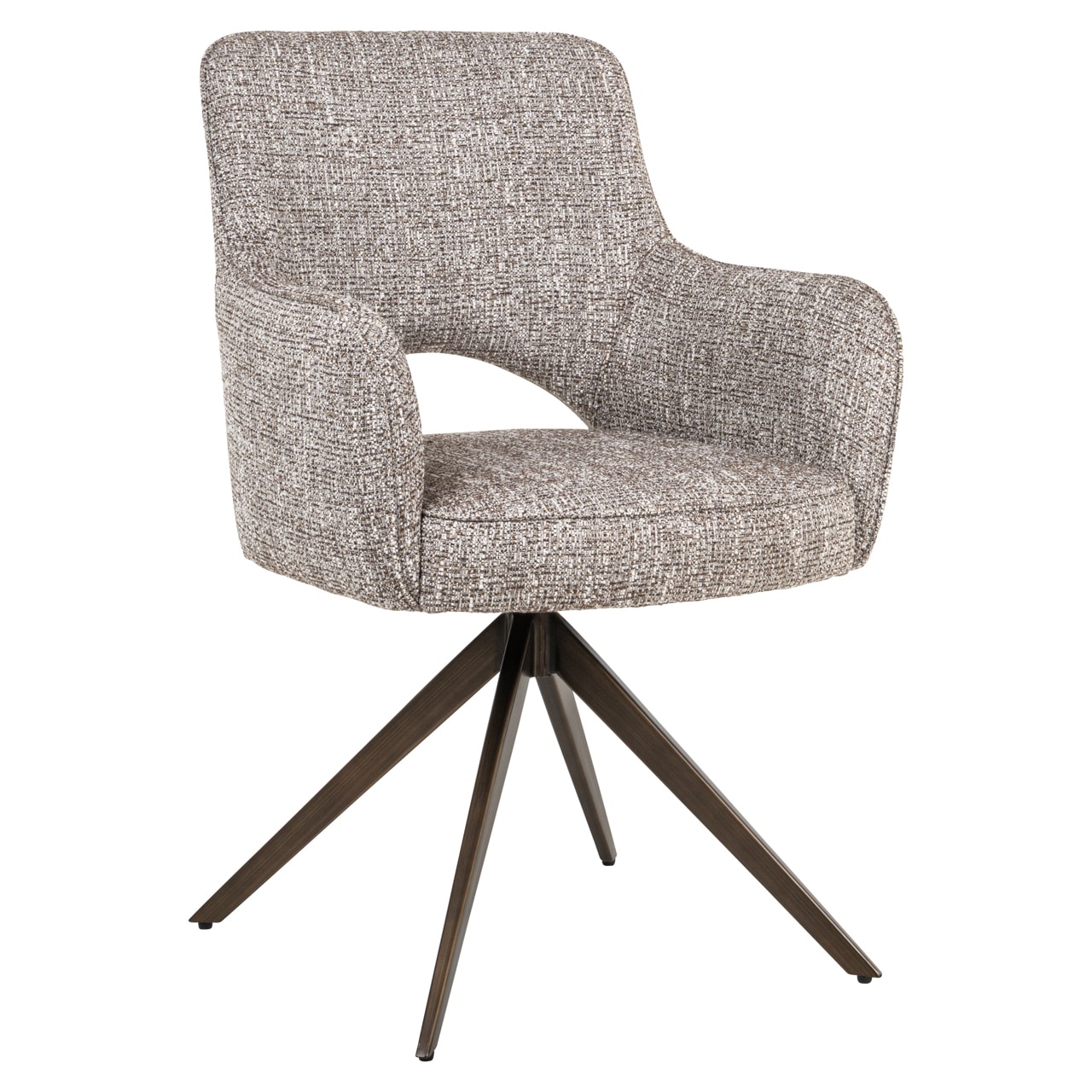 Richmond interiors eetkamerstoel Ginerva draaibaar met arm earth tweed